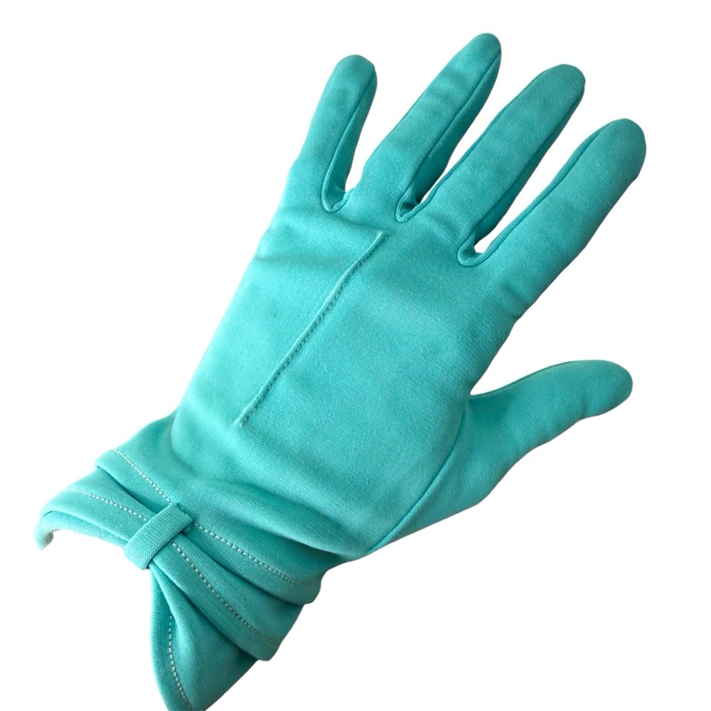 PARIS Vintage Tea Gloves Turquoise Teal Blue 50’s 60’s Size 7
